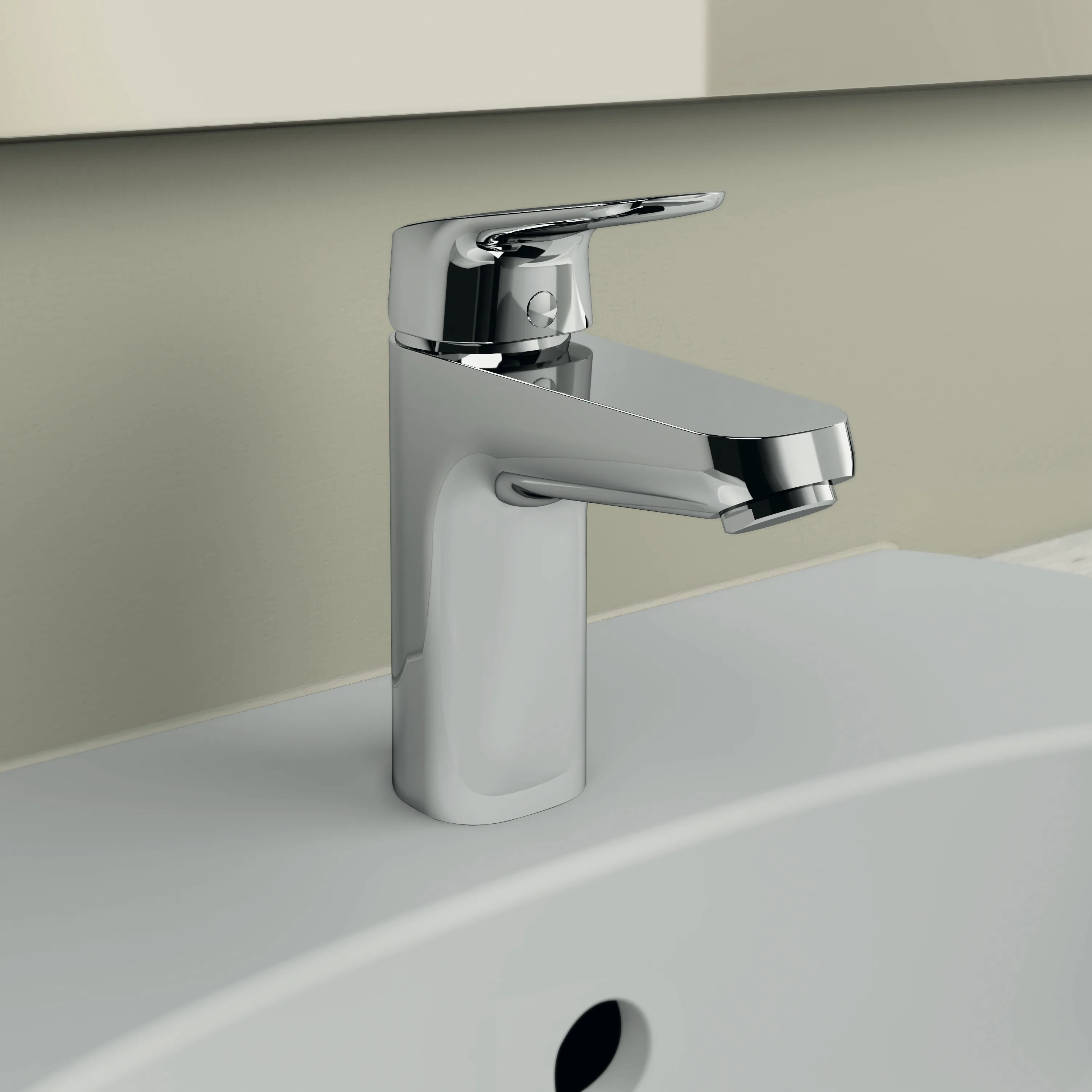 Waschtischarmatur Ceraflex, Grande, 5l/min., BlueStart, mit Ablaufgarnitur, Ausladung 110mm, Chrom Waschtischarmatur Ceraflex, Grande, 5l/min., BlueStart, mit Ablaufgarnitur, Ausladung 110mm, Chrom