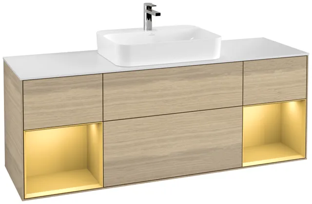 Villeroy & Boch Waschtischunterschrank „Finion“ für Schrankwaschtisch 1600 × 603 × 501 mm Oak Veneer, für Becken mittig