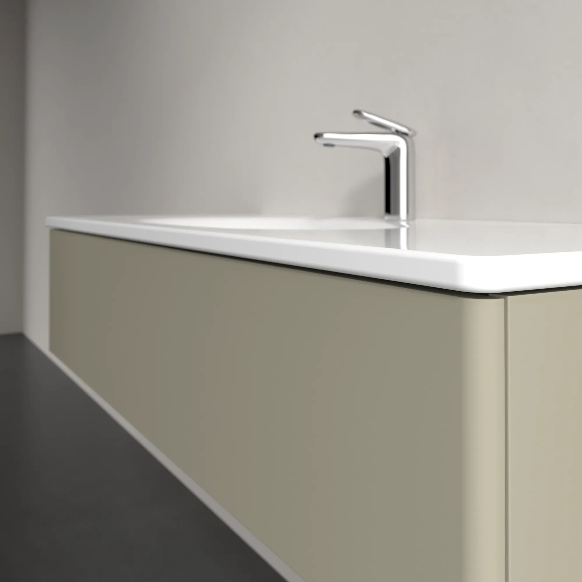 Villeroy & Boch Waschtischunterschrank für Schrankwaschtisch „Antao“ 1188 × 256 × 493 mm Stone Grey Matt Lacquer, ohne Hahnlochbohrung, für Becken links, ohne Beleuchtung