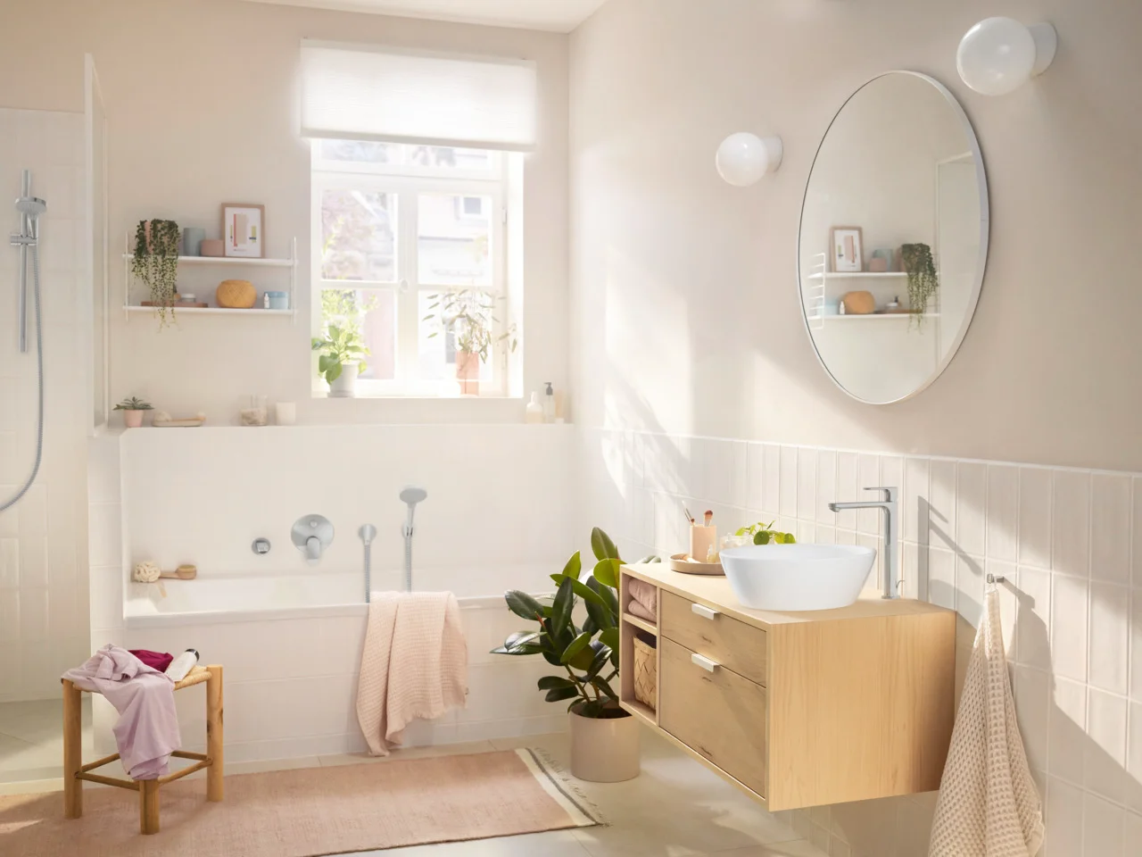 Hansgrohe Rebris S Einhebel-Wannenmischer Unterputz, Chrom, 2 Verbraucher, Keramikmischsystem, einstellbare Temperaturbegrenzung, automatische Rückstellung, Schalldämpfer