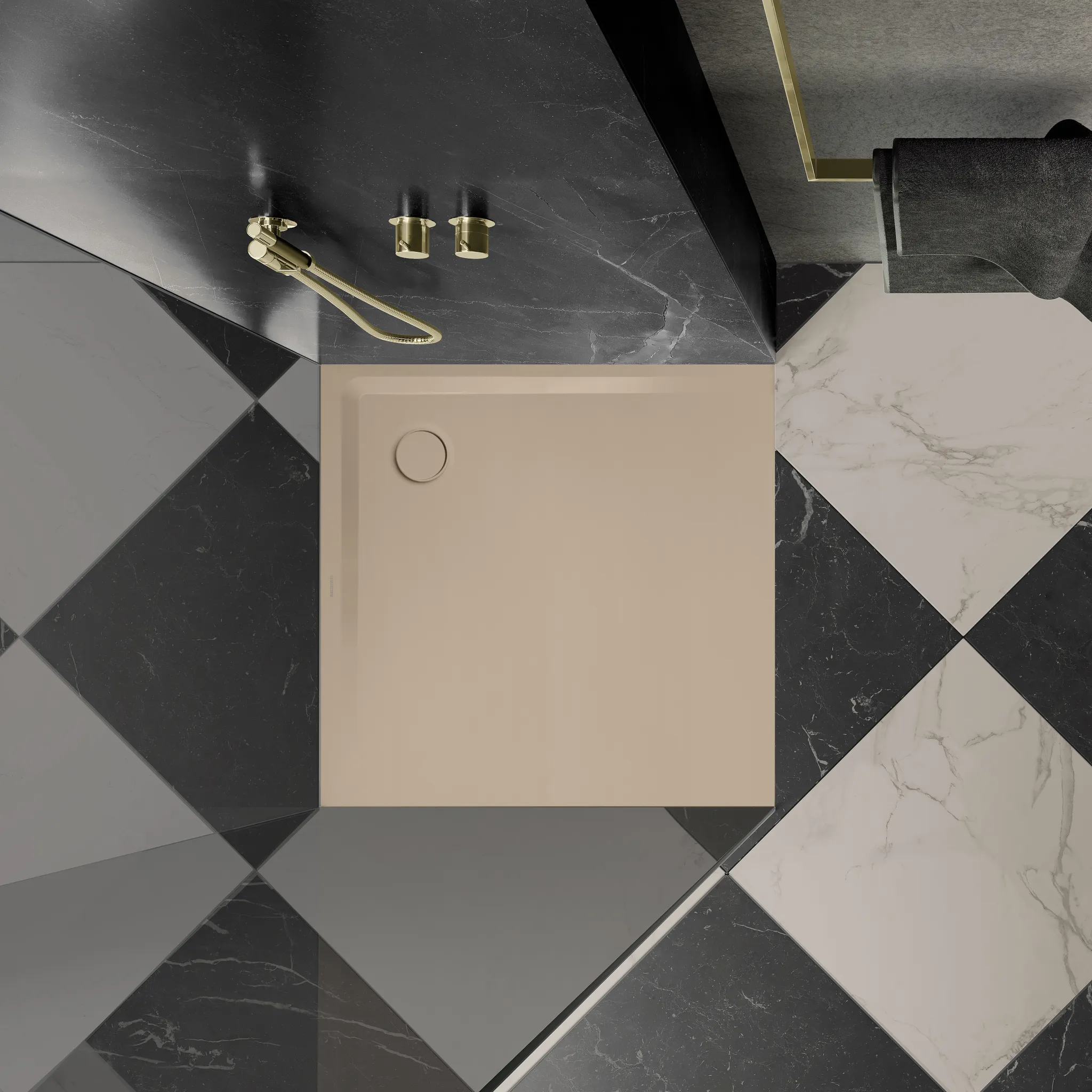 Kaldewei Duschwanne „Superplan“ 120 × 120 cm mit Perl-Effekt, in warm beige 40