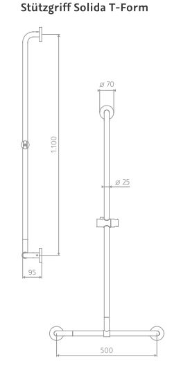 HSK Stützgriff „Solida“ T-Form in chrom