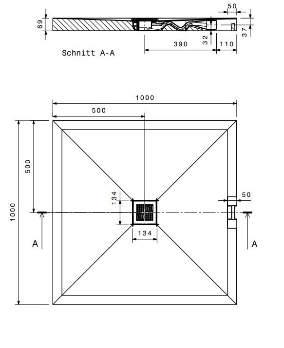 Set-Duschelement Hartschaum-Duschelement BF 70 inkl. Abdichtset für Ecksituation 100 × 100 × 6,8 cm