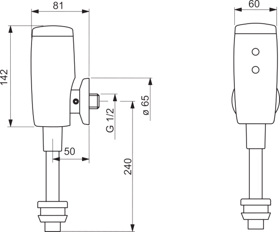 Urinalsteuerung ELECTRA 0944 6V Bluetooth Ausladung 81mm gerade DN15 Chrom Urinalsteuerung ELECTRA 0944 6V Bluetooth Ausladung 81mm gerade DN15 Chrom