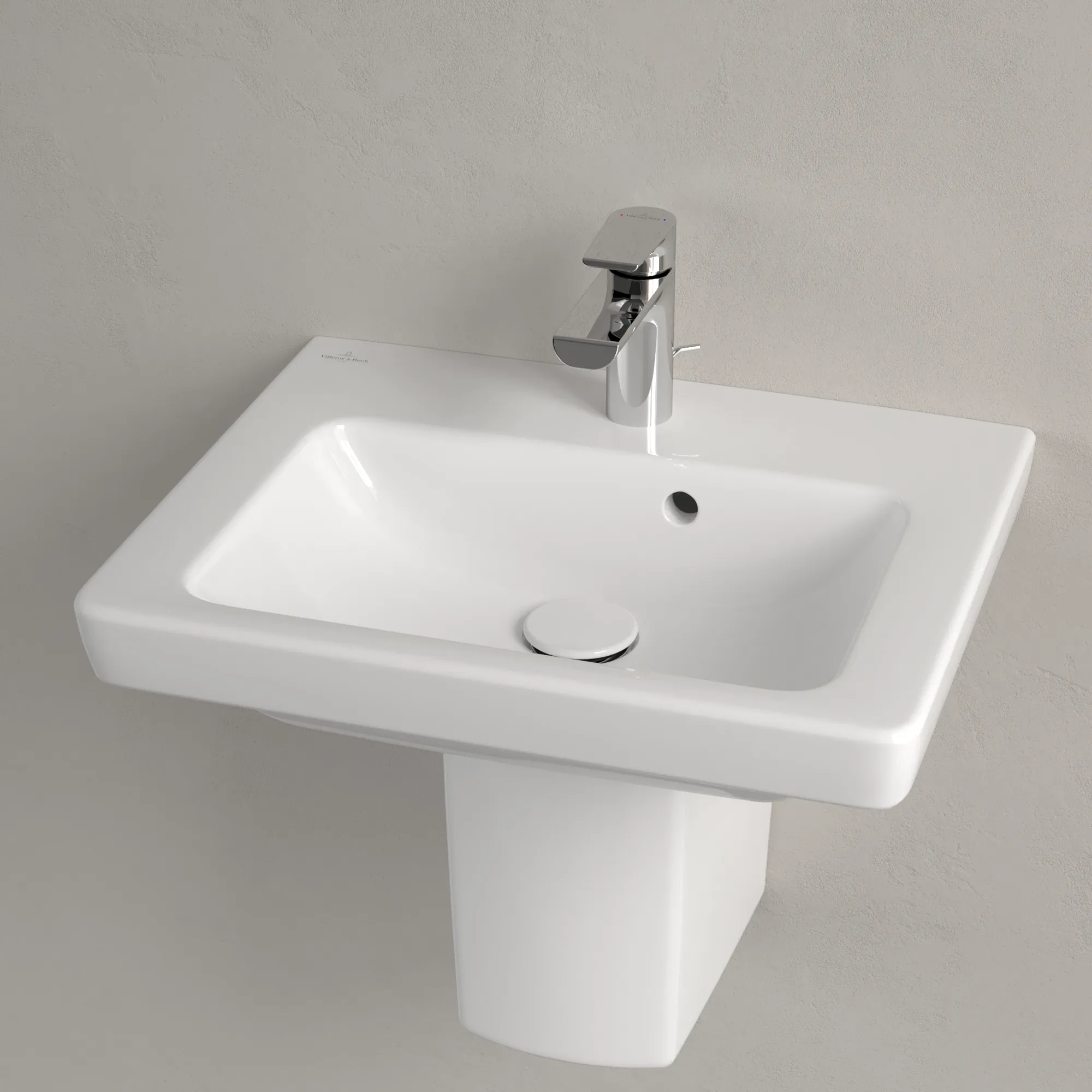 Villeroy & Boch Handwaschbecken „Subway 2.0“ 500 × 400 × 140 mm, mit Hahnlochbohrung, Hahnlochposition mittig, mit Hahnlochbank in Weiß Alpin Villeroy & Boch Handwaschbecken „Subway 2.0“ 500 × 400 × 140 mm, mit Hahnlochbohrung, Hahnlochposition mittig, mit Hahnlochbank in Weiß Alpin