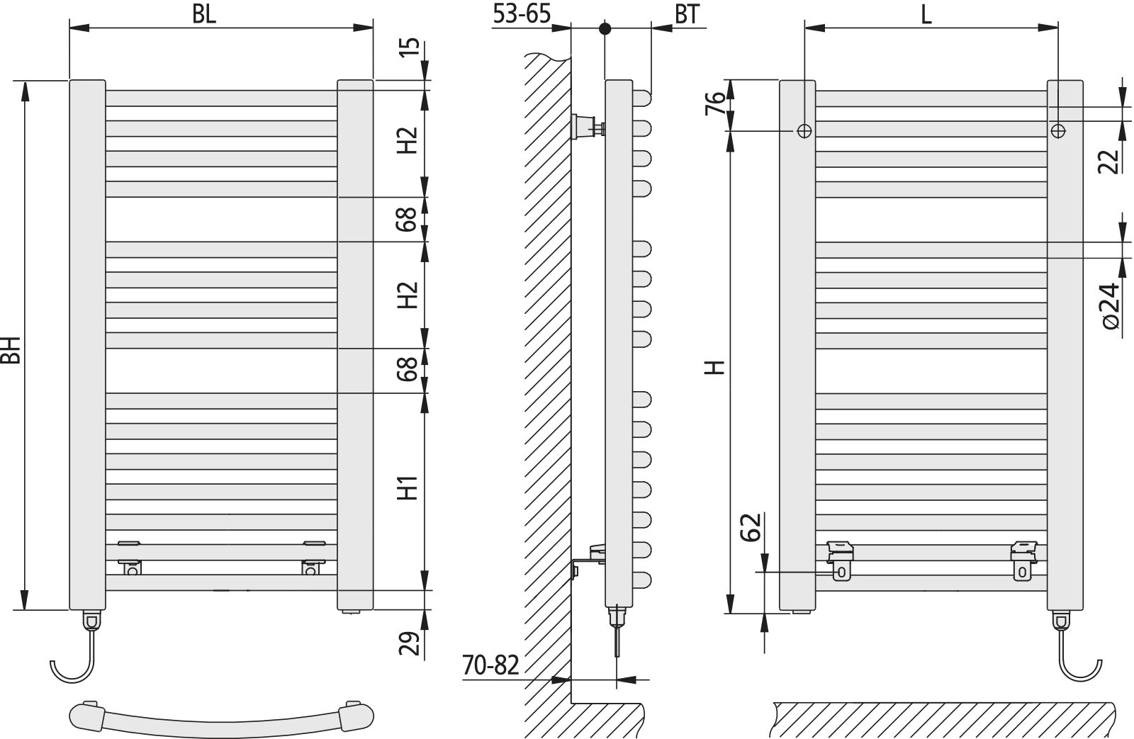 Kermi Elektroheizkörper „Basic®-50 R-E“ 45 × 144,8 cm in Graphit Metallic