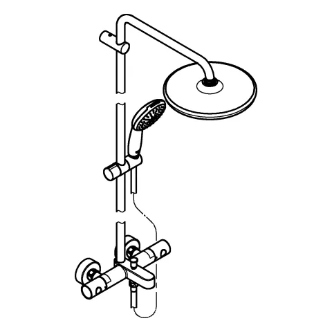 Grohe Tempesta System 250 Duschsystem mit Thermostat-Wannenbatterie, Wandmontage, Kopfbrause Tempesta 250, Handbrause Tempesta 110, matt black Grohe Tempesta System 250 Duschsystem mit Thermostat-Wannenbatterie, Wandmontage, Kopfbrause Tempesta 250, Handbrause Tempesta 110, matt black