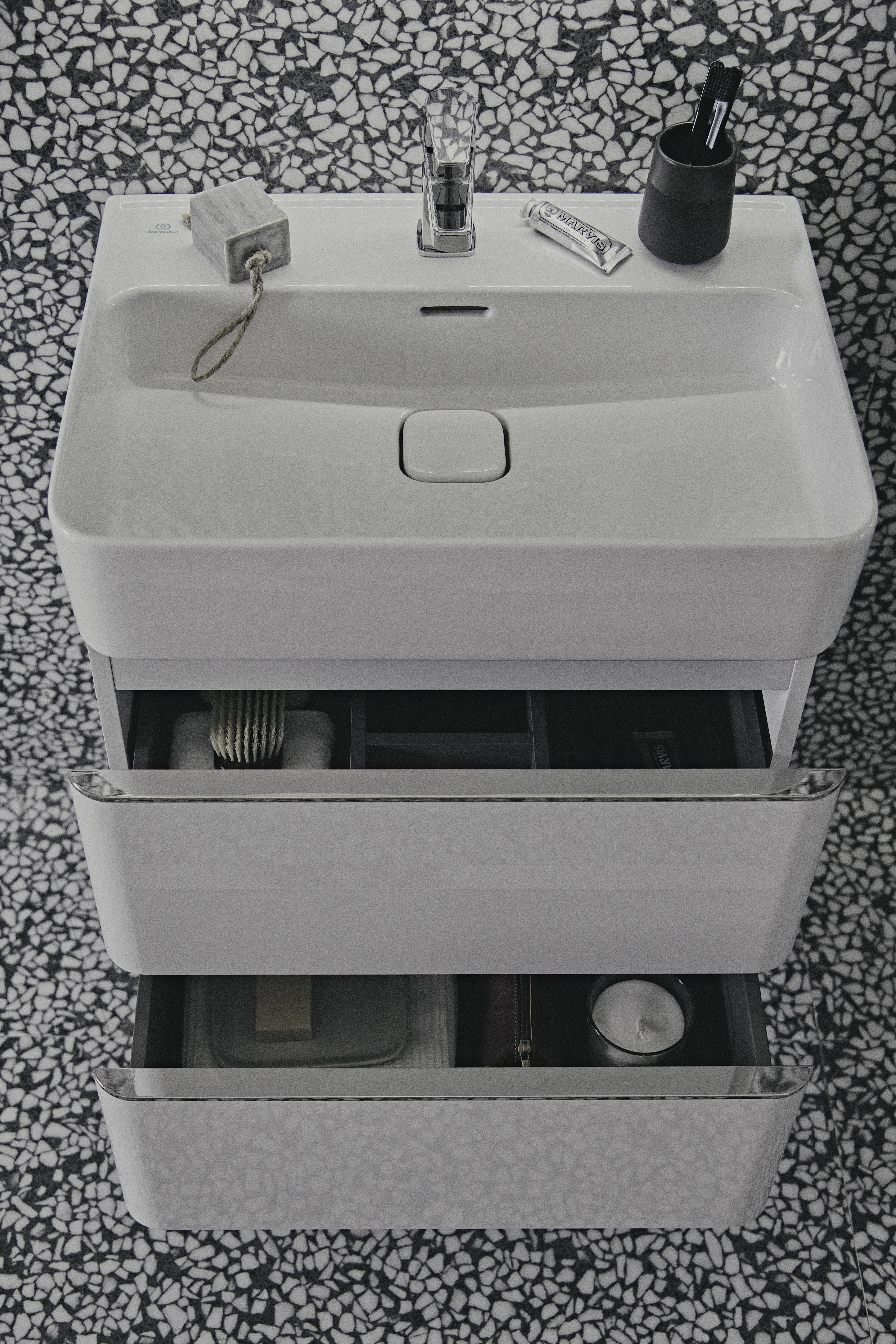 Ideal Standard Waschtisch Strada II, 1 Hahnloch, mit Überlauf, 600x430x170mm, Weiß