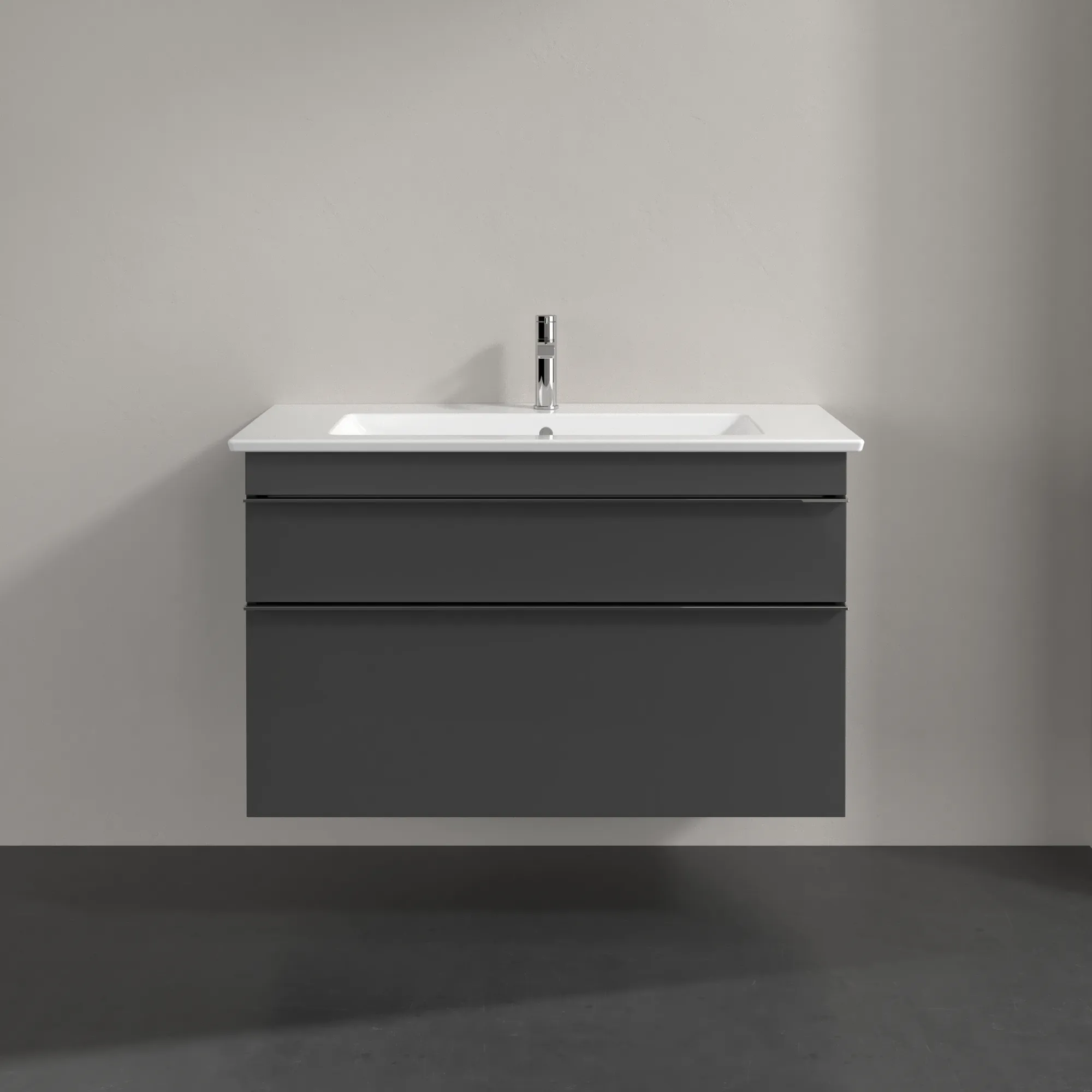 Villeroy & Boch Waschtischunterschrank „Venticello“ für Schrankwaschtisch 953 × 590 × 502 mm Glossy Grey, für Becken mittig