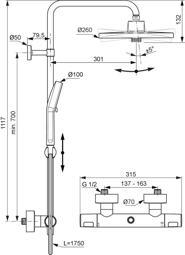 Ideal Standard Ceratherm T25+ Eco Duschsystem mit Brausethermostat Silk Black Ideal Standard Ceratherm T25+ Eco Duschsystem mit Brausethermostat Silk Black