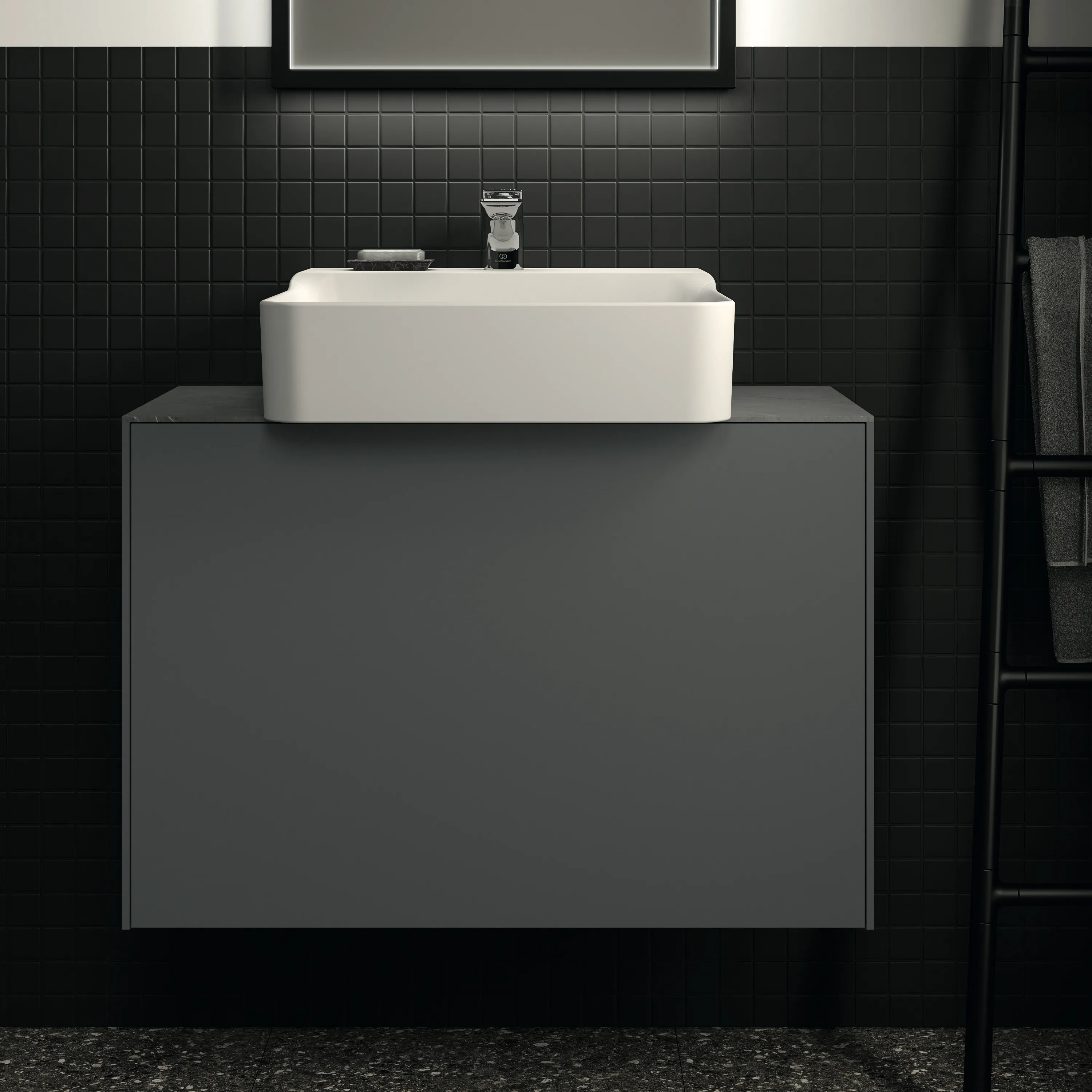 Ideal Standard Waschtischunterschrank „Conca“ 80 × 54 × 37,3 cm Anthrazit matt lackiert Ideal Standard Waschtischunterschrank „Conca“ 80 × 54 × 37,3 cm Anthrazit matt lackiert