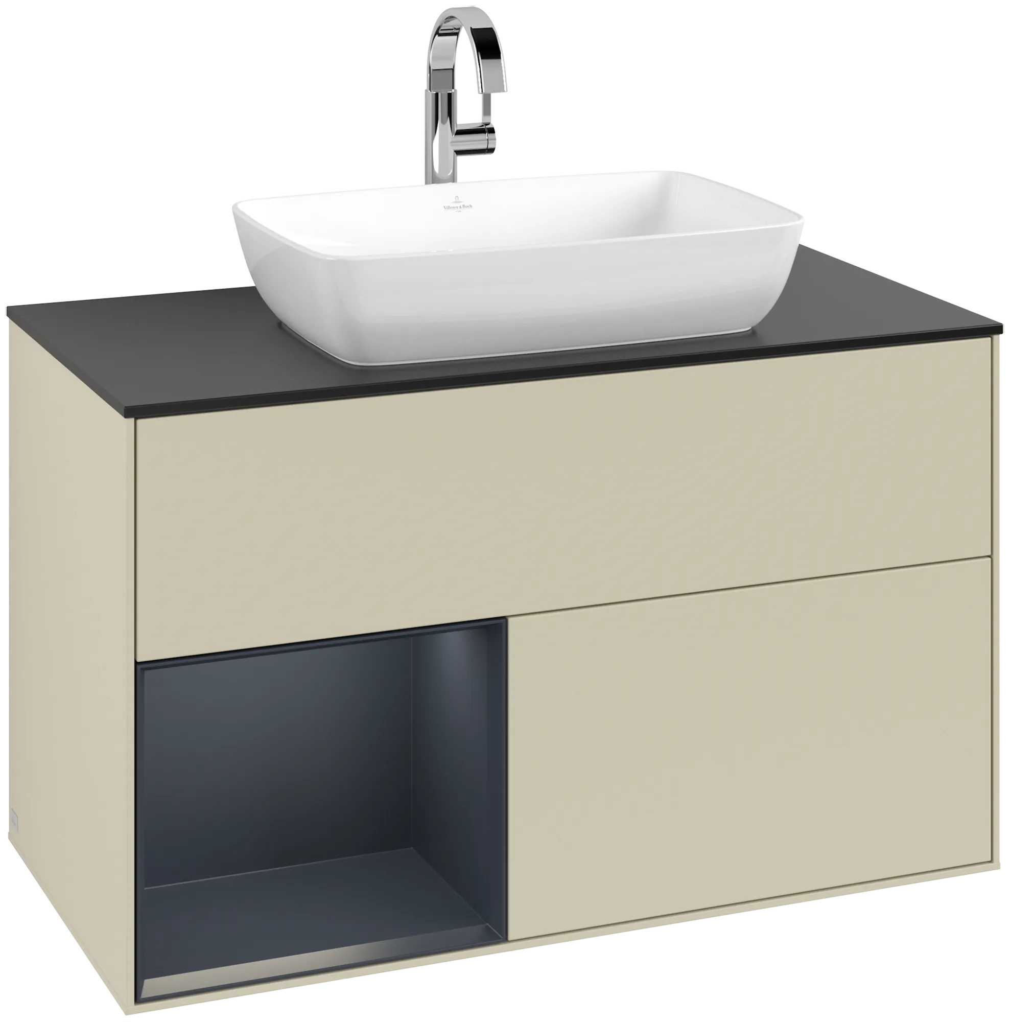 Villeroy & Boch Waschbeckenunterschrank Finion F77, 1000 x 603 x 501 mm, Silk Grey Matt Lacquer, mit Beleuchtung und Push-to-open Funktion