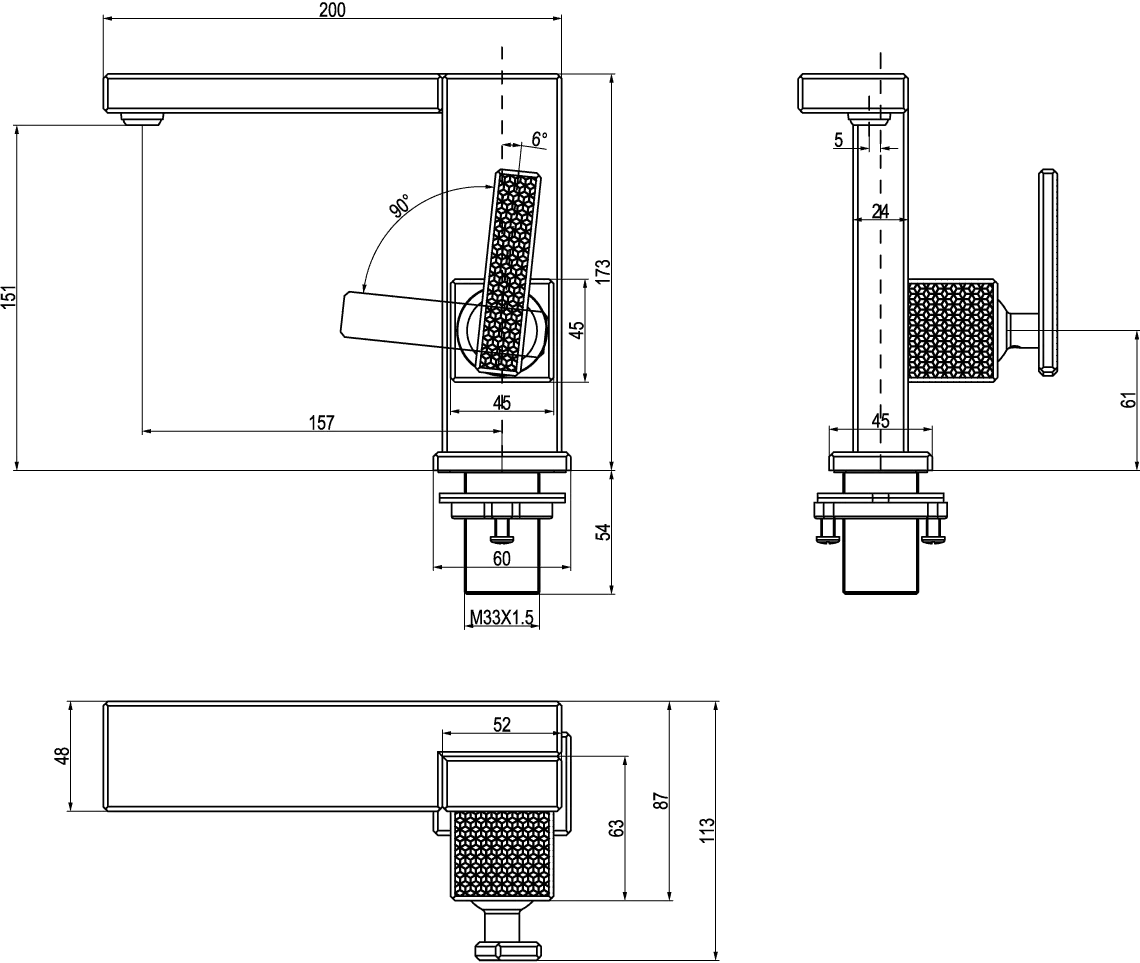Einhand-Waschtischarmatur „Mettlach“ 20 cm Ausladung 157 mm in Chrom