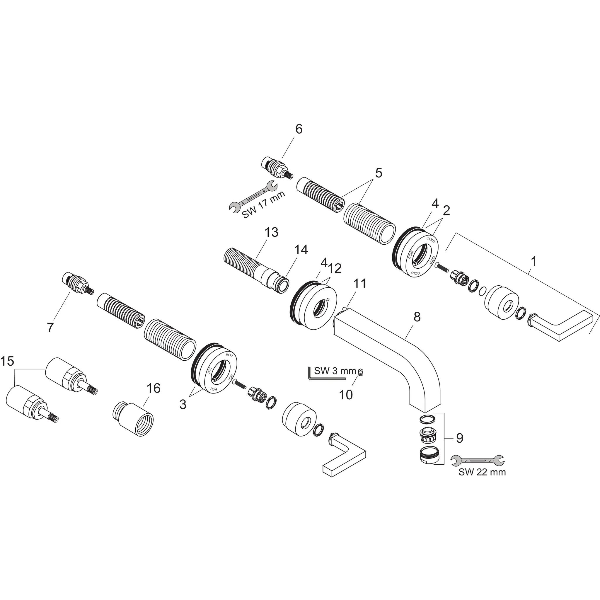 Hansgrohe AXOR Citterio 3-Loch Waschtischarmatur Unterputz Chrom Hansgrohe AXOR Citterio 3-Loch Waschtischarmatur Unterputz Chrom