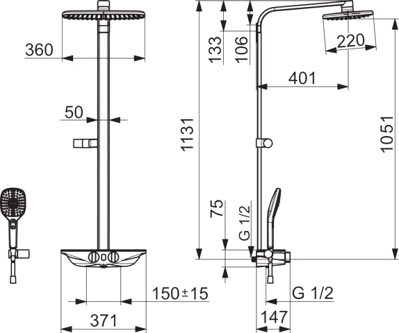 HA Regenbrause-Duscharmatur HANSAEMOTION Wellfit 5865 3-strahlig 6 V DN15