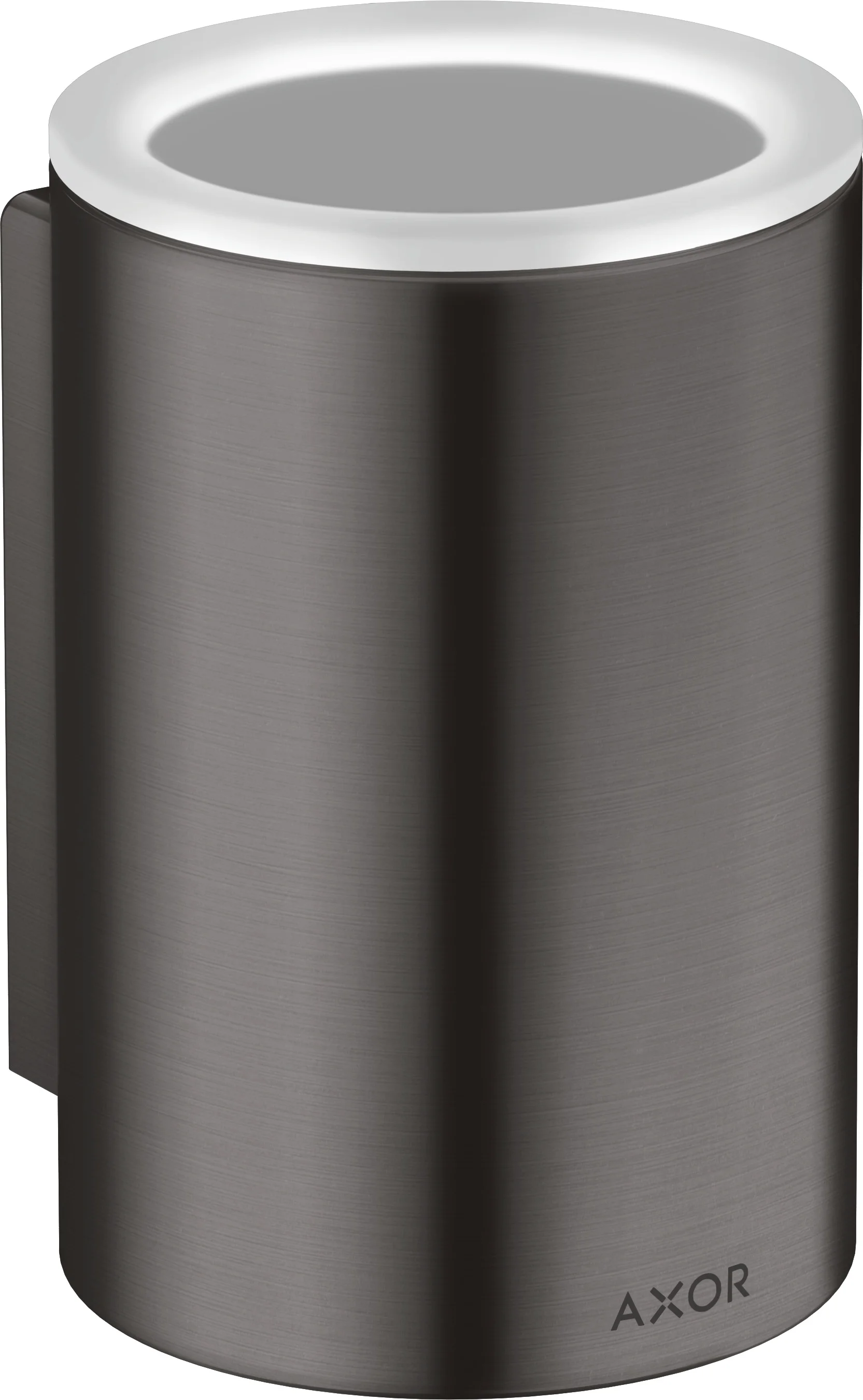 Hansgrohe AXOR Universal Circular Zahnputzbecher Brushed Black Chrome, Wandmontage, Metall und Glas, Bohrabstand 35 mm, Bohrloch Ø 6 mm Hansgrohe AXOR Universal Circular Zahnputzbecher Brushed Black Chrome, Wandmontage, Metall und Glas, Bohrabstand 35 mm, Bohrloch Ø 6 mm