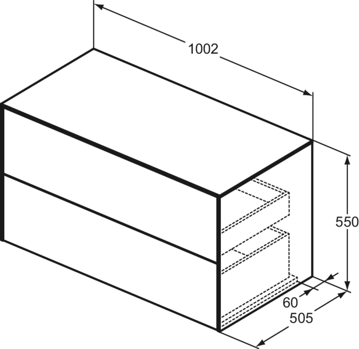 Ideal Standard Waschtischunterschrank „Conca“ 100,2 × 55 × 50,5 cm Walnuss dunkel Furnier Ideal Standard Waschtischunterschrank „Conca“ 100,2 × 55 × 50,5 cm Walnuss dunkel Furnier