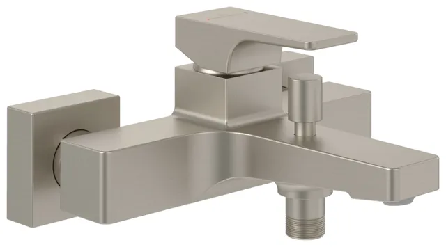 Einhand-Wannenarmatur „Architectura Square“ Ausladung 145 mm in Brushed Nickel Matt