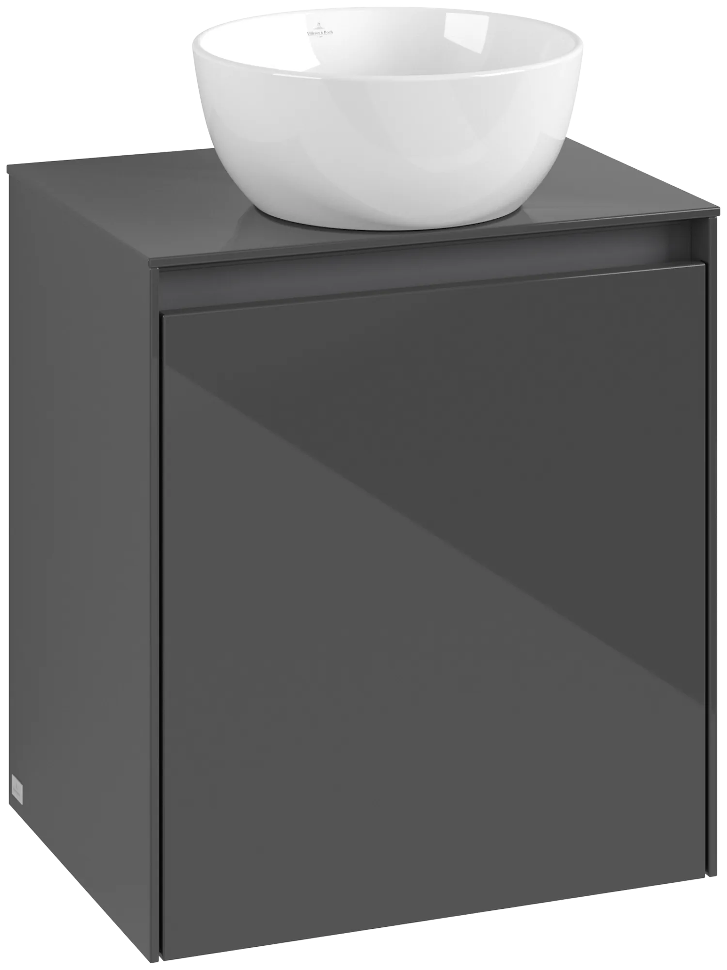Villeroy & Boch Waschtischunterschrank „Collaro“ 500 × 548 × 380 mm Glossy Grey, für Becken mittig, Anschlag rechts, mit Beleuchtung Villeroy & Boch Waschtischunterschrank „Collaro“ 500 × 548 × 380 mm Glossy Grey, für Becken mittig, Anschlag rechts, mit Beleuchtung