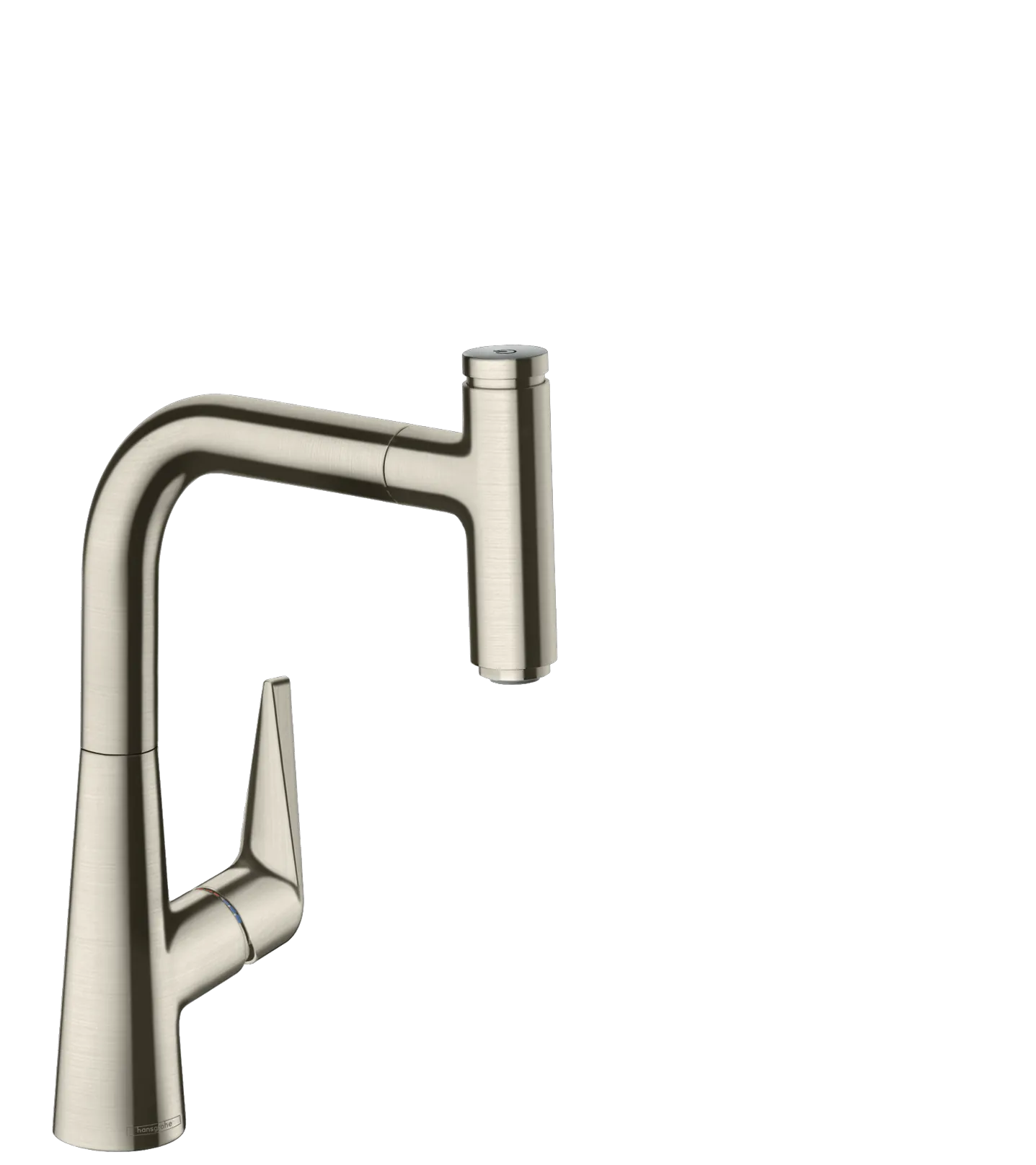 Hansgrohe Talis Select M51 Einhebel-Küchenmischer 220 mit Ausziehauslauf, Edelstahl-Optik, Schwenkbereich 110° oder 150°, Normalstrahl, Select-Knopf, MagFit-Brausehalterung, max. Durchfluss 8 l/min, Keramikmischsystem, Temperaturbegrenzung, Rückflussverh