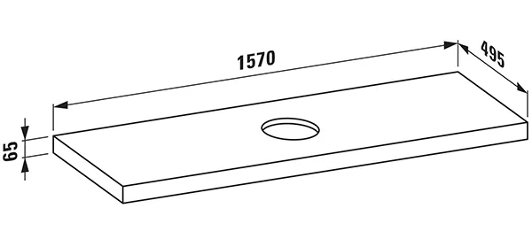 Waschtisch-Platte LANI 495x1570x65 mit Ausschnitt mittig inklusive 3 Befestigungselemente weiß matt