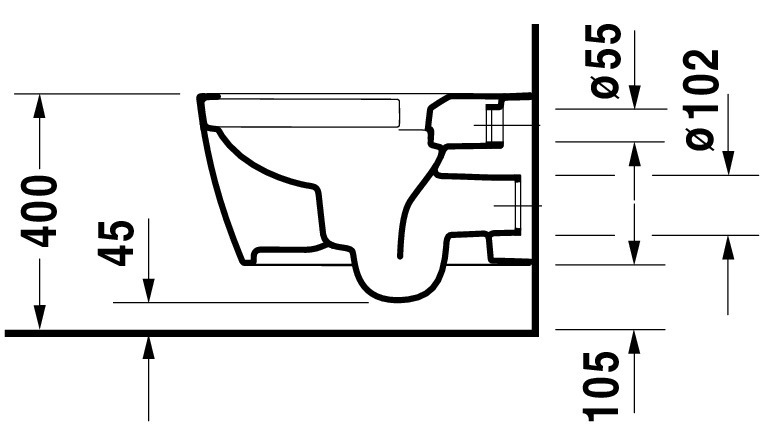 Duravit Wand-Tiefspül-WC inkl. WC-Sitz „ME by Starck“ 37,35 × 57 × 39,5 cm, Befestigung sichtbar