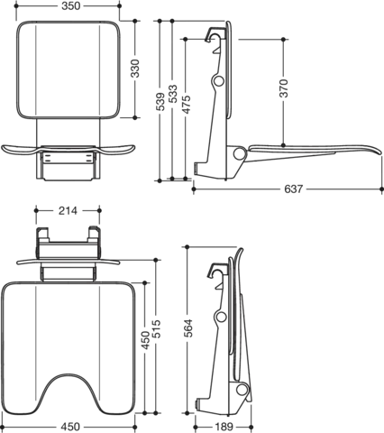 Einhängesitz „System 900“ in Weiß tiefmatt / Signalweiß matt Einhängesitz „System 900“ in Weiß tiefmatt / Signalweiß matt