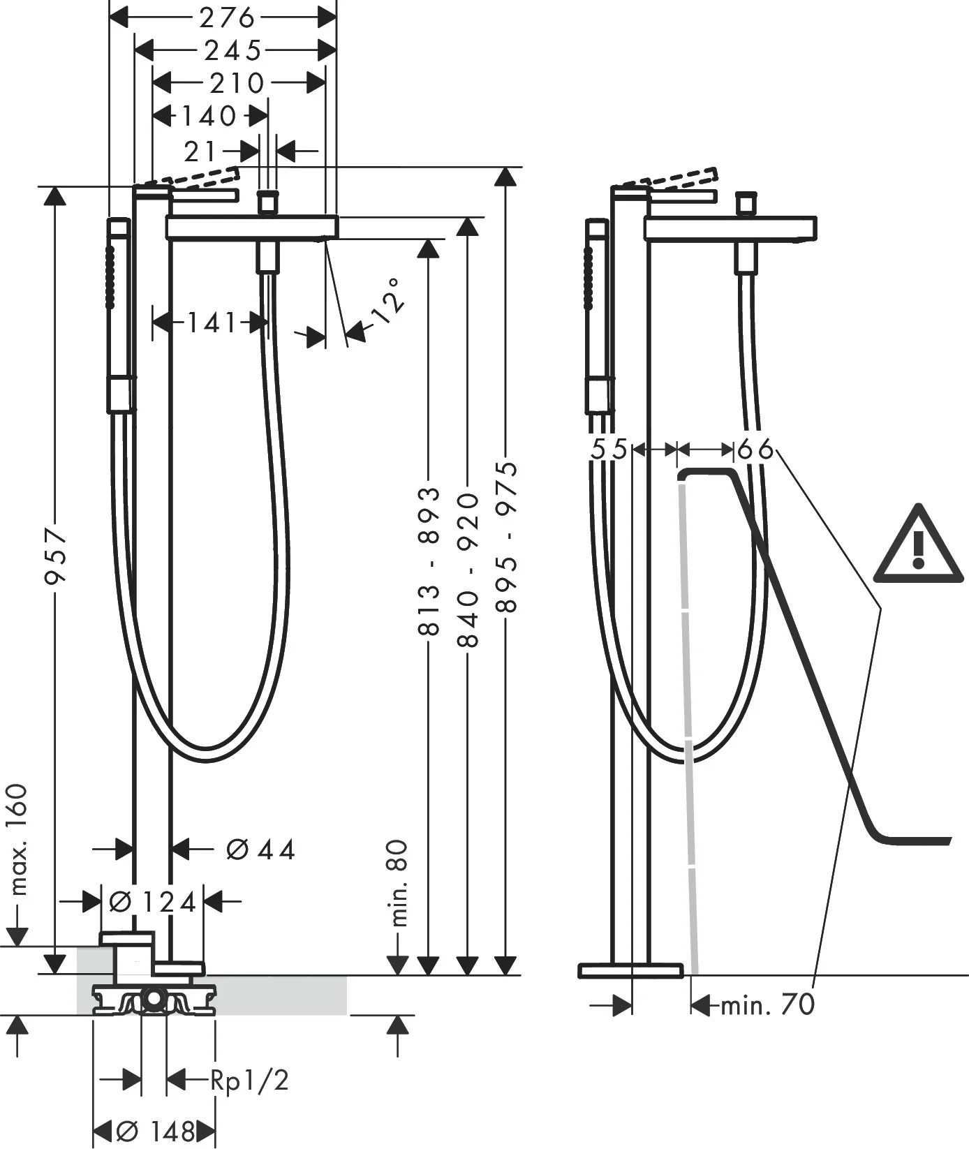 Hansgrohe Finoris Einhebel-Wannenmischer bodenstehend, mattweiß, Ausladung 210 mm Hansgrohe Finoris Einhebel-Wannenmischer bodenstehend, mattweiß, Ausladung 210 mm