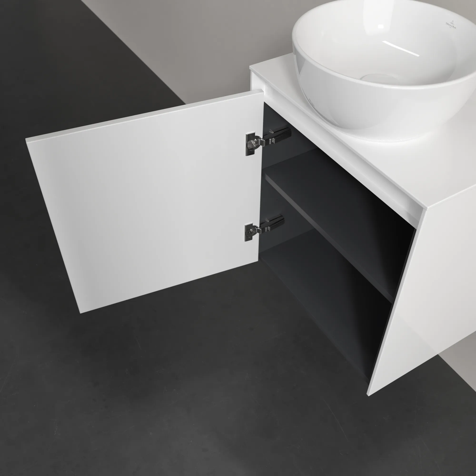 Villeroy & Boch Waschtischunterschrank „Collaro“ 500 × 548 × 380 mm Glossy White, für Becken mittig, Anschlag links, ohne Beleuchtung