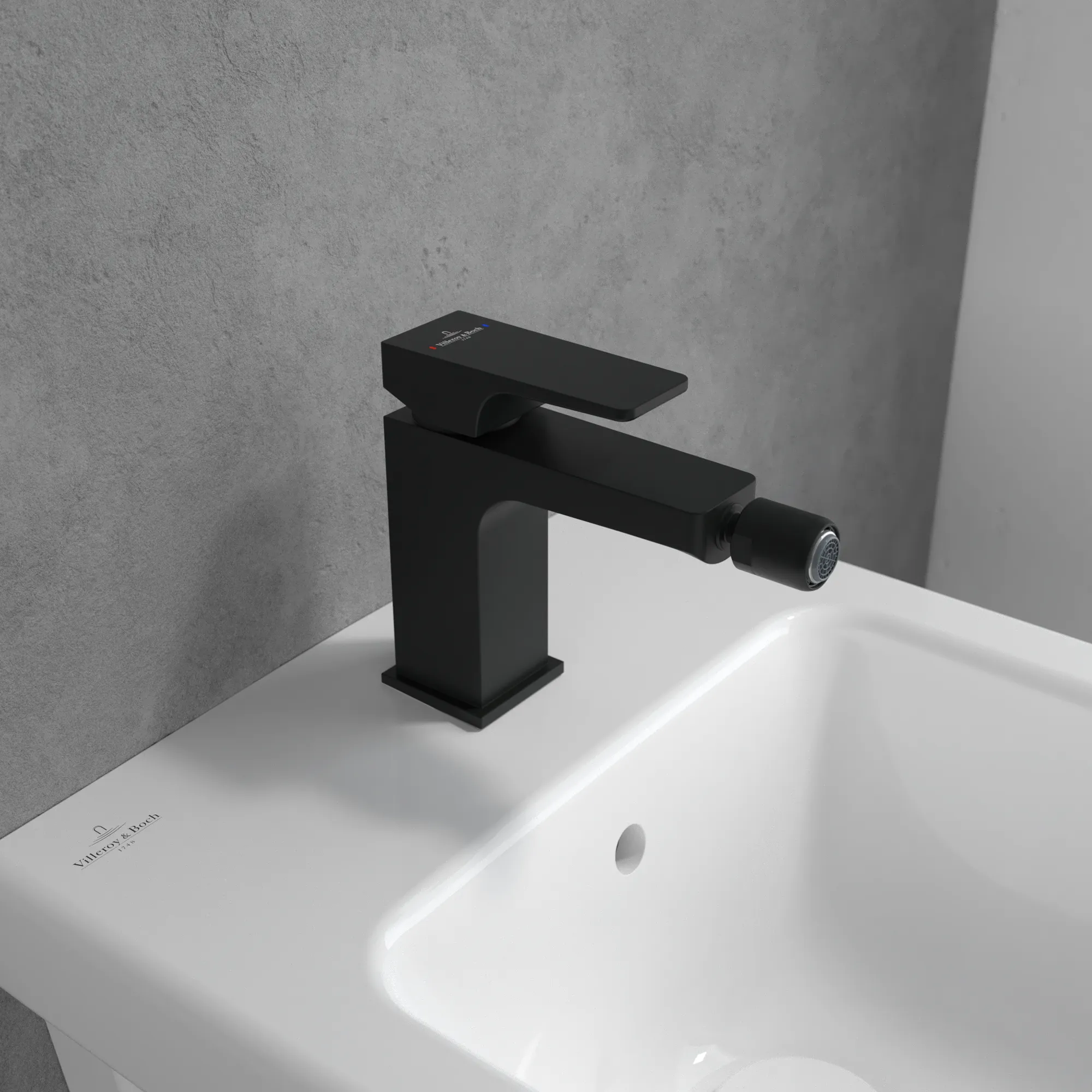 Villeroy & Boch Bidetarmatur Architectura Square, Einhebel, 42x165x139 mm, Matt Black