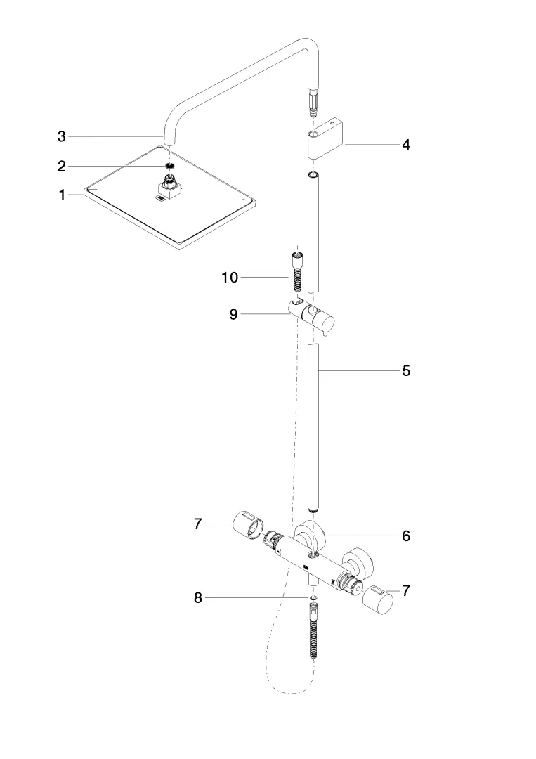 Shower Pipe mit Brause-Thermostat ohne Handbrause SERIENSPEZIFISCH Chrom 34459980