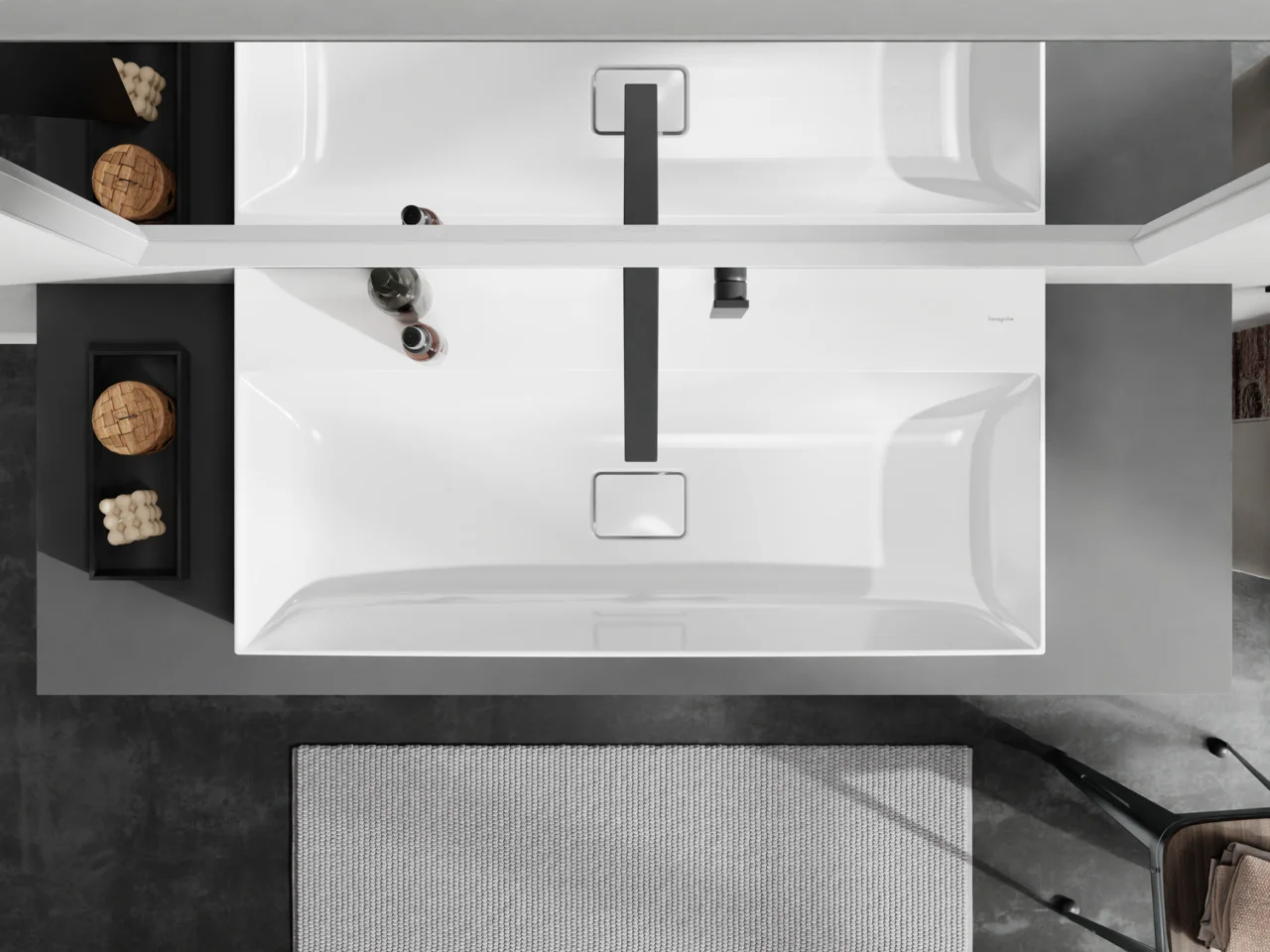 Hansgrohe Xevolos E Aufsatzwaschtisch, weiß, 1000x480 mm, geschliffen, SmartClean, ohne Hahnloch und Überlauf
