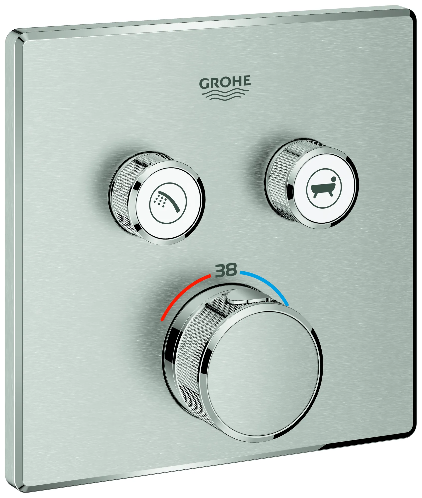 Thermostat Grohtherm SmartControl 29124, mit 2 Absperrventilen, Fertigmontageset für Rapido SmartBox, Wandrosette eckig, chrom Thermostat Grohtherm SmartControl 29124, mit 2 Absperrventilen, Fertigmontageset für Rapido SmartBox, Wandrosette eckig, chrom