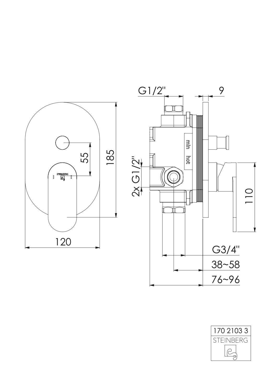Serie 170 Fertigmontageset für Wanne/Brause-Einhebelmischbatterie mit Umsteller Serie 170 Fertigmontageset für Wanne/Brause-Einhebelmischbatterie mit Umsteller