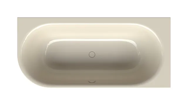 Bette BetteLux Oval V Silhouette Badewanne, Eck, Sonderform, 1850x850x450 mm, Pergamon, glasierter Titan-Stahl, 2-Sitzer, Schürzen-Badewanne