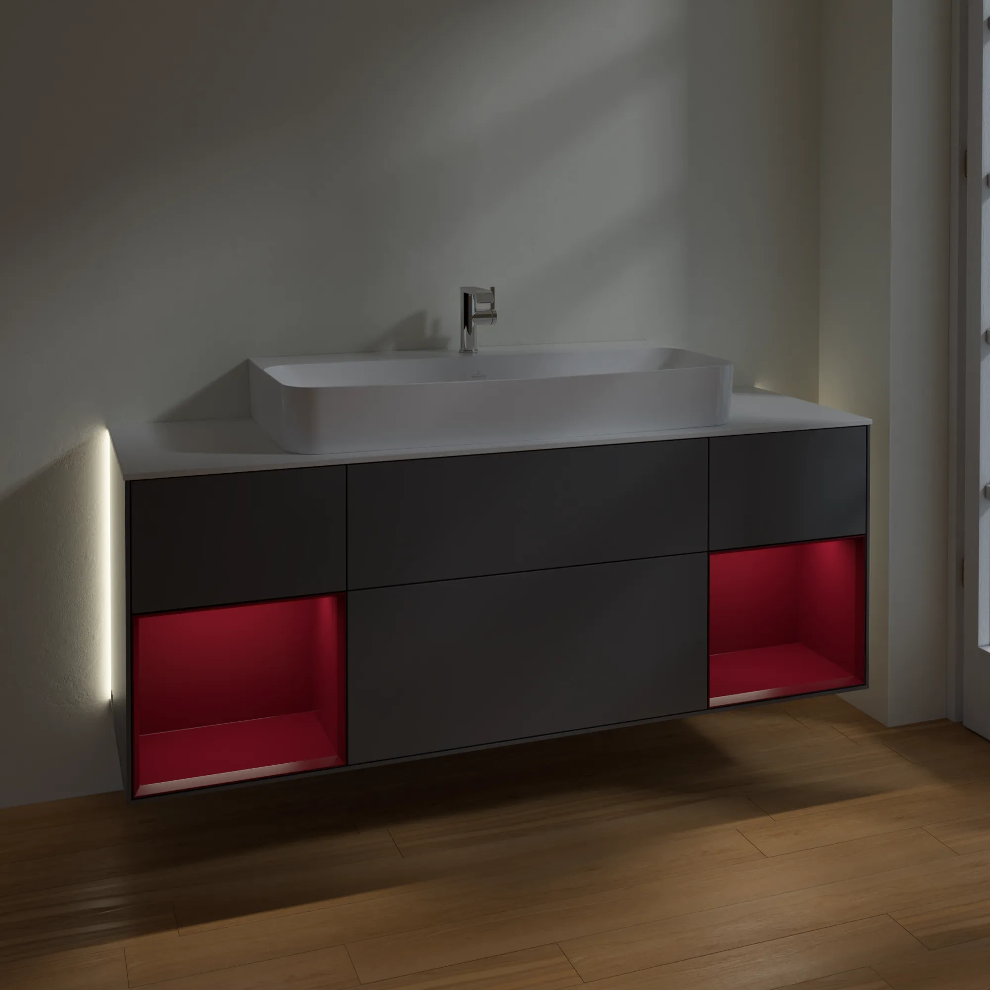 Villeroy & Boch Waschtischunterschrank „Finion“ für Schrankwaschtisch 1600 × 603 × 501 mm Anthracite Matt Lacquer, für Becken mittig