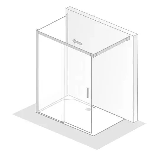 HSK Walk-In-Duschkabine Walk-In Schiebetür 2-teilig mit Seitenwand „Favorit“ Glas Carré, Profile Schwarz-matt, B: 1400 mm H: 2000 mm