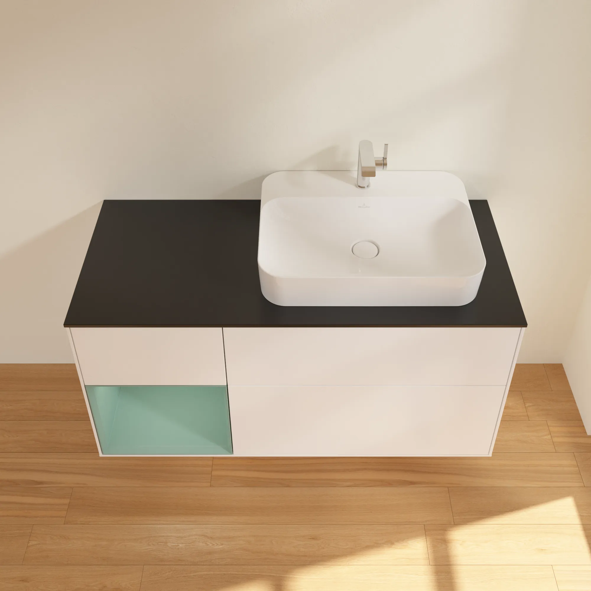 Villeroy & Boch Waschtischunterschrank „Finion“ für Schrankwaschtisch 1200 × 603 × 501 mm White Matt Lacquer, für Becken rechts Villeroy & Boch Waschtischunterschrank „Finion“ für Schrankwaschtisch 1200 × 603 × 501 mm White Matt Lacquer, für Becken rechts