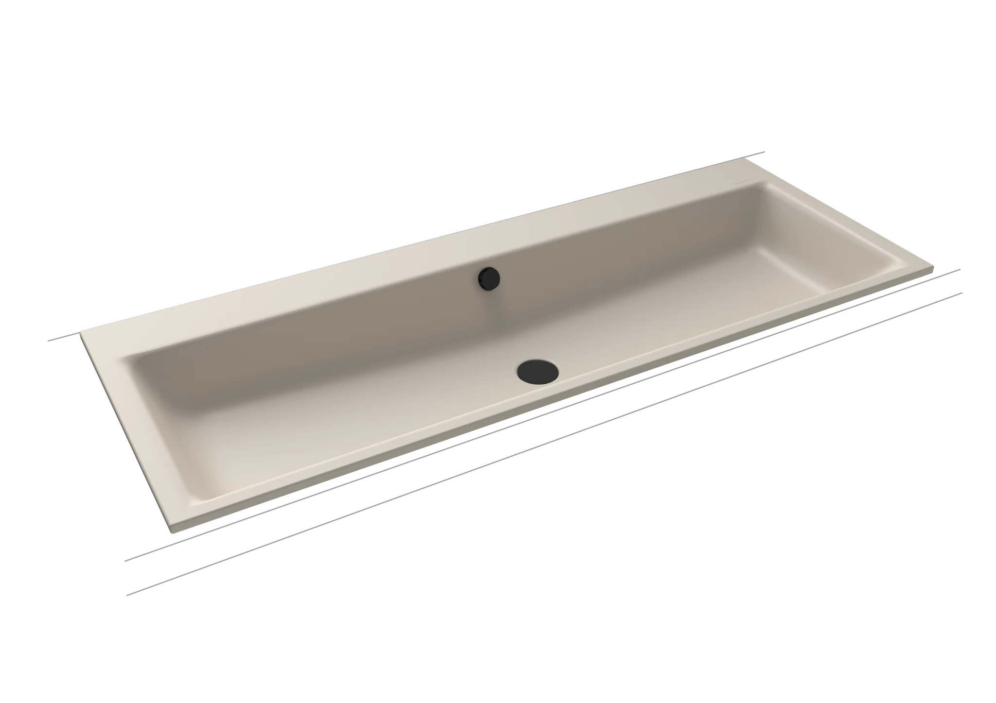 Kaldewei PURO Einbauwaschtisch, warm grey, 1200x460 mm, 14 mm Randhöhe, mit Überlauf, Perl-Effekt, Antidröhn, 1x 1er Hahnlochbohrung