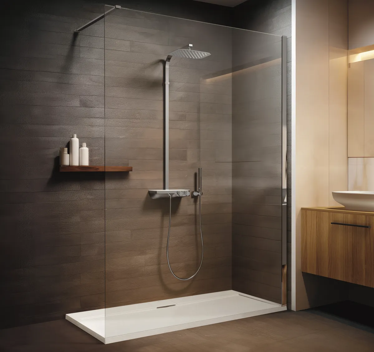 Ideal Standard Duschsystem Ceratherm S200 mit Ablage und Stick-Handbrause Chrom Ideal Standard Duschsystem Ceratherm S200 mit Ablage und Stick-Handbrause Chrom