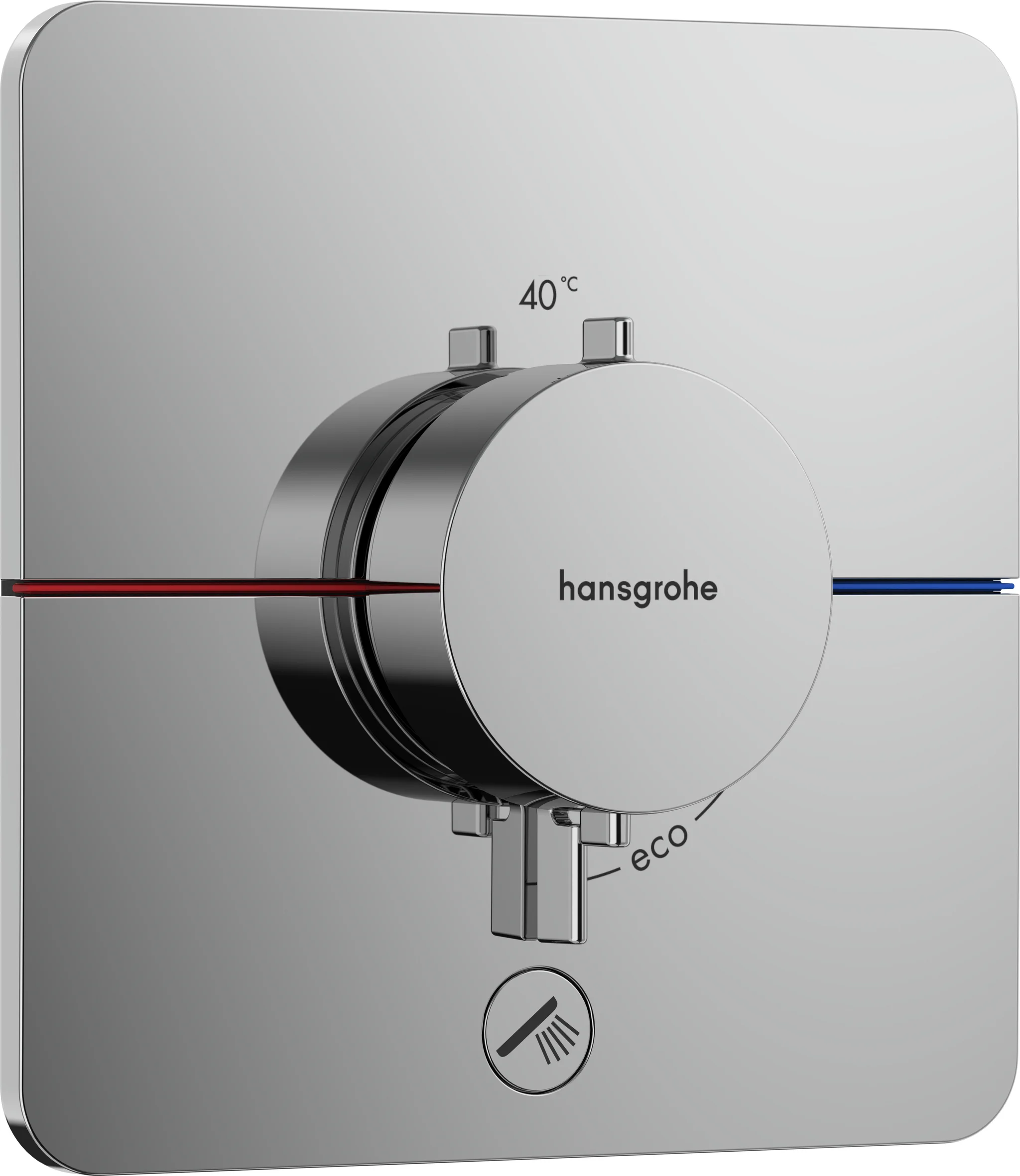 Hansgrohe ShowerSelect Comfort Q Thermostat Unterputz, Chrom, 1 Verbraucher + zusätzlicher Abgang, flache Rosette, einfache Installation