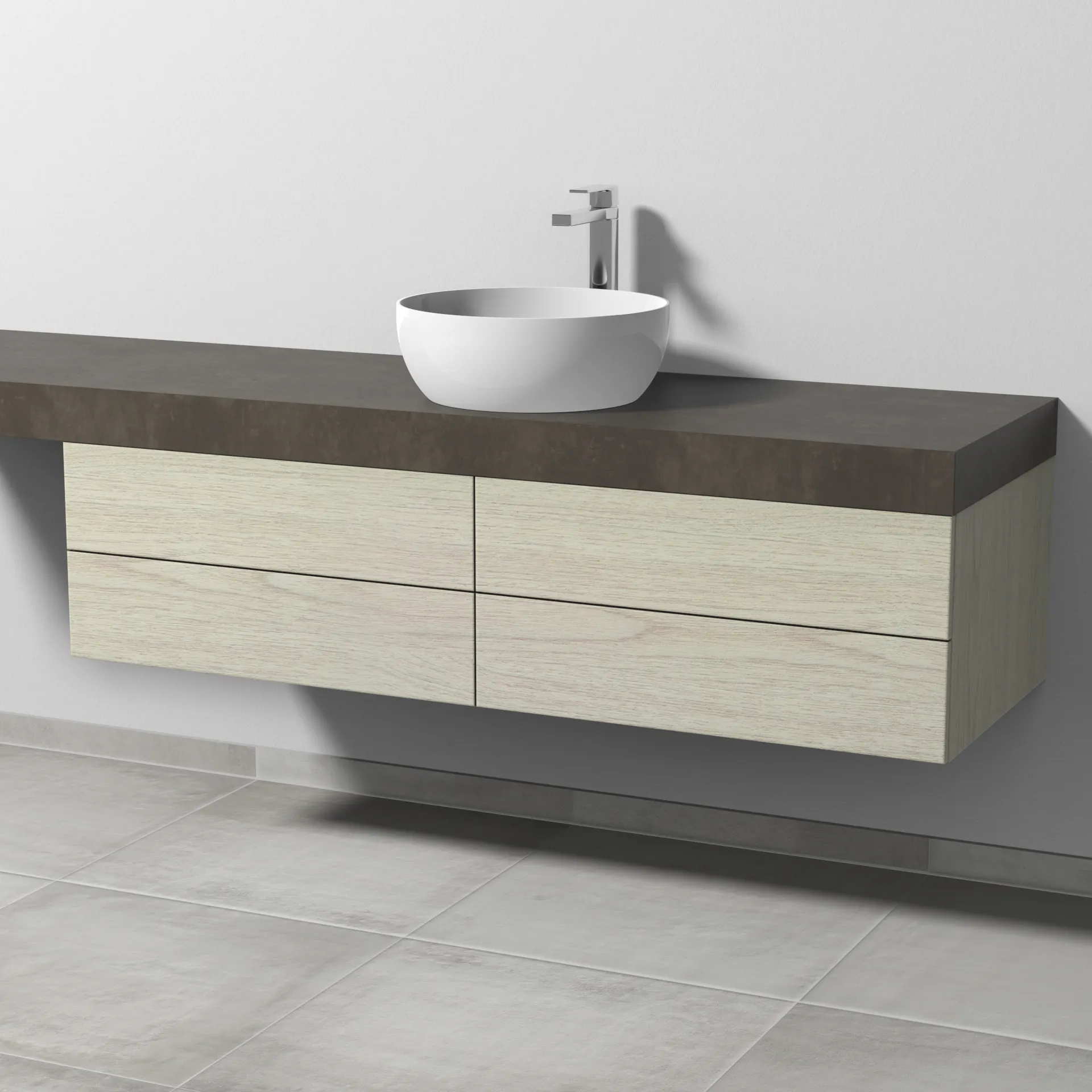 Sanipa Waschtischunterschrank „2morrow“ 1400 × 340 × 520 mm in White Oak Sanipa Waschtischunterschrank „2morrow“ 1400 × 340 × 520 mm in White Oak