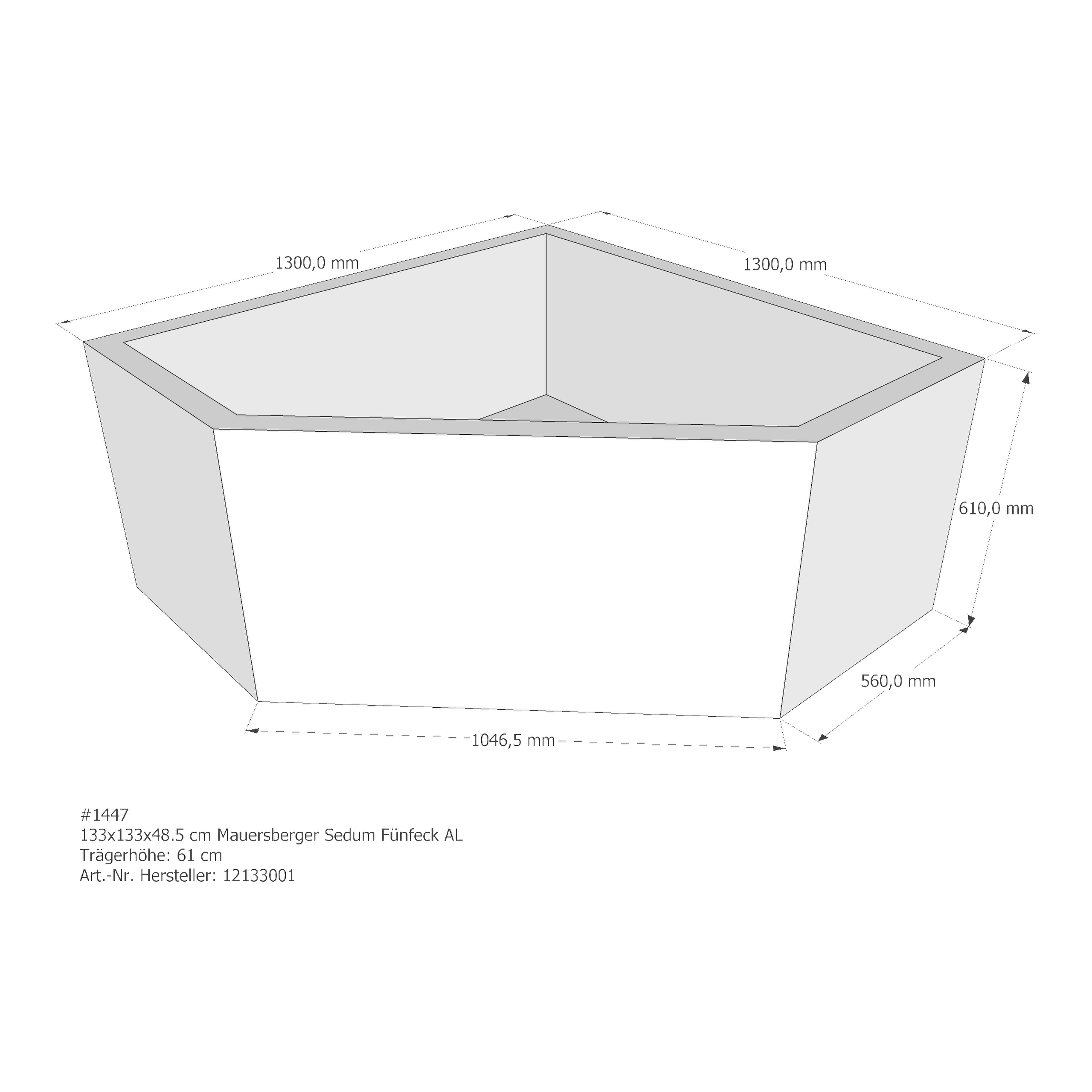 Badewannenträger für Mauersberger Sedum 133 × 133 × 49 cm Badewannenträger für Mauersberger Sedum 133 × 133 × 49 cm