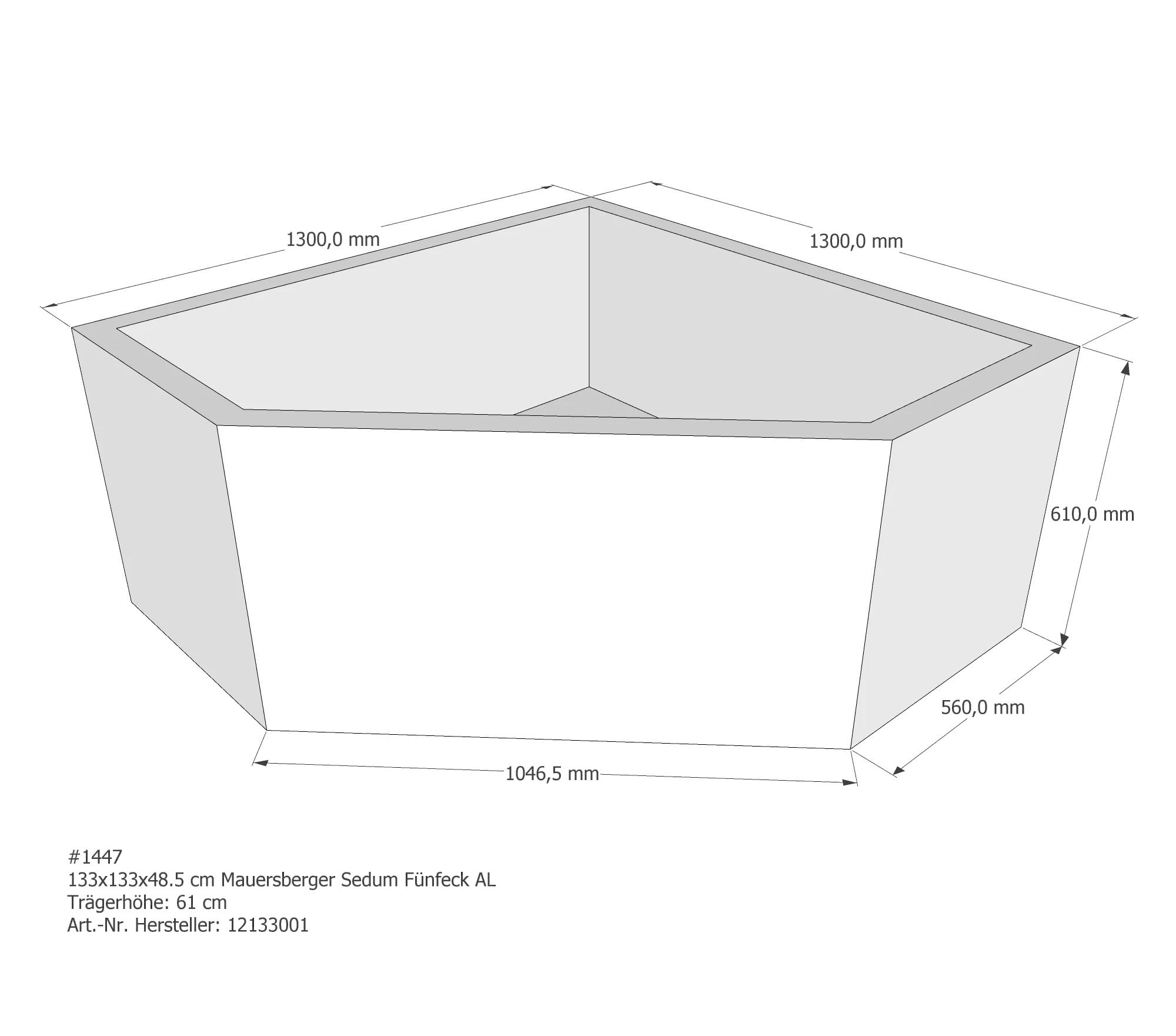 Badewannenträger für Mauersberger Sedum 133 × 133 × 49 cm Badewannenträger für Mauersberger Sedum 133 × 133 × 49 cm