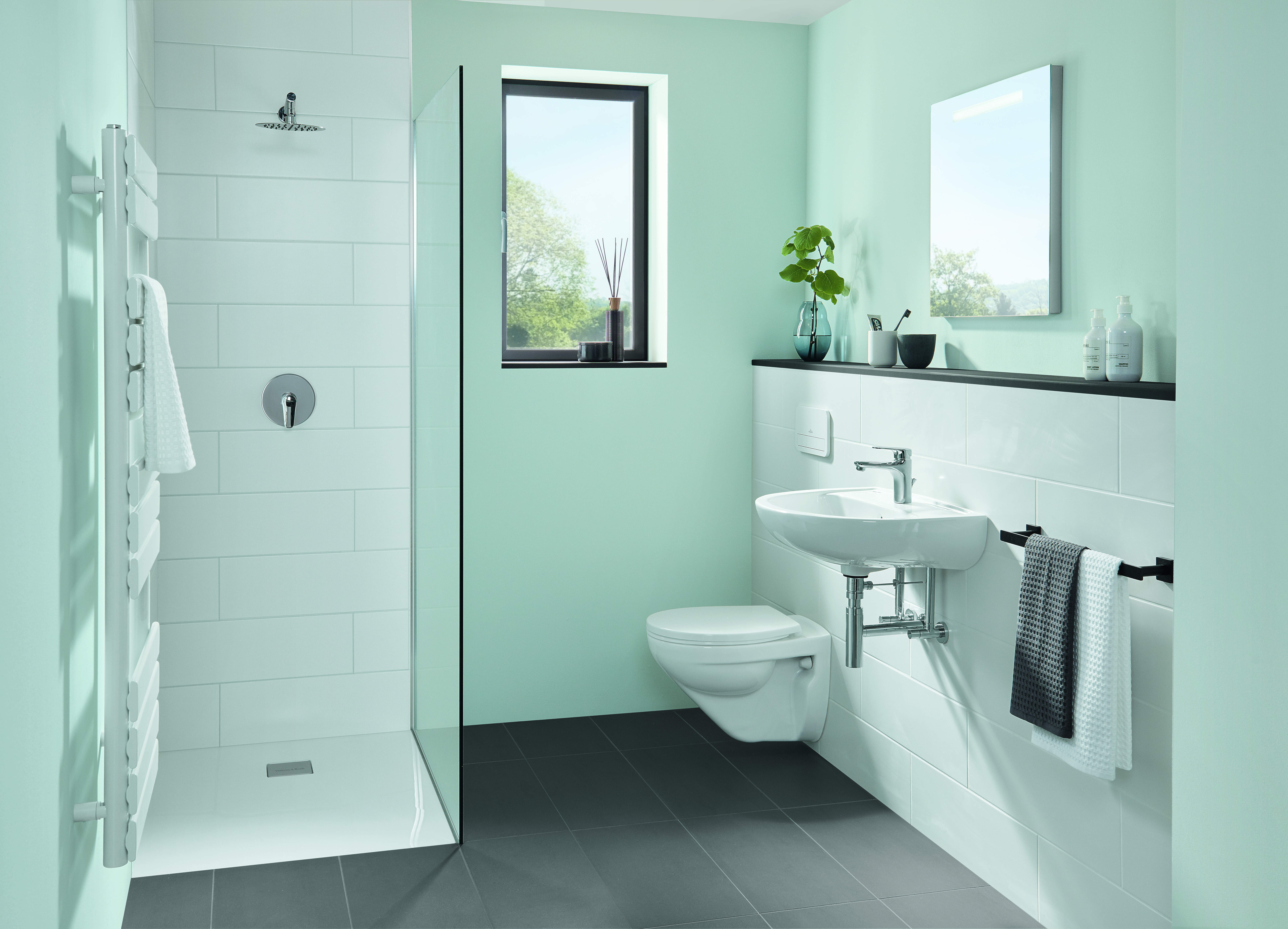 Wand-Tiefspül-WC „Newo“ 36 × 35 cm in Weiß Alpin, Abgang waagerecht, Befestigung sichtbar Wand-Tiefspül-WC „Newo“ 36 × 35 cm in Weiß Alpin, Abgang waagerecht, Befestigung sichtbar