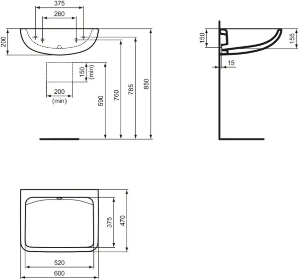 Waschbecken „Contour21+“ 60 × 47 × 20 cm Waschbecken „Contour21+“ 60 × 47 × 20 cm