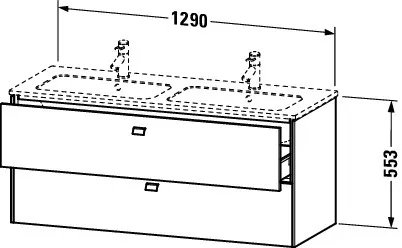 Duravit Waschtischunterschrank wandhängend „Brioso“ 129 × 55,3 × 47,9 cm in Eiche Natur