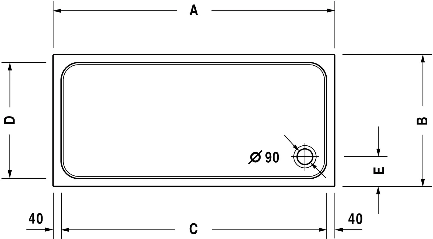 Duravit rechteck Duschwanne „D-Code“ 160 × 80 cm 