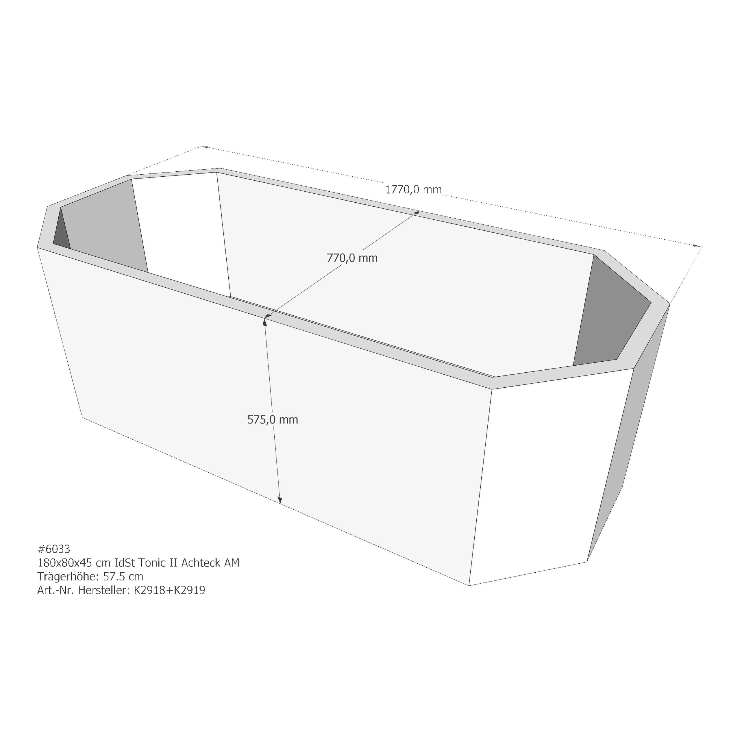 Wannenträger Ideal Standard Tonic II Achteck 180x80x45 cm AM