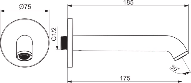 Auslauf VANTIS Style 5450 L=170 Ausladung 175 mm Chrom